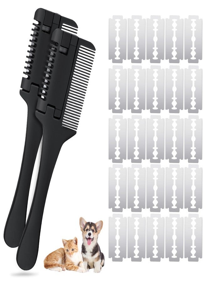 sodknow 2-in-1 Pet Grooming Comb for Dogs and Cats - 2 Combs with 20 Extra Blades for Trimming and Grooming - Image 1